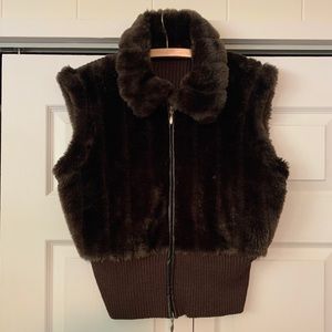 Essentials by Milano Brown Faux Fur Vest